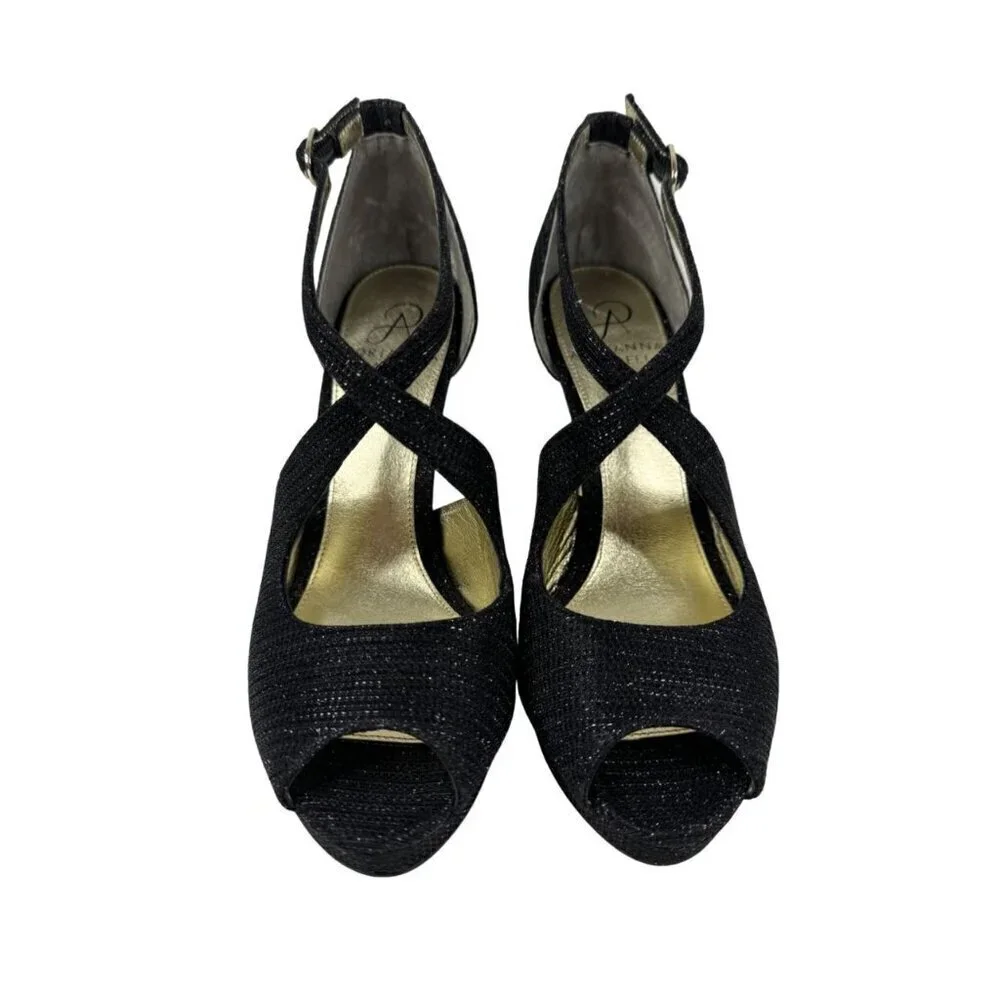 Adrianna Papell NEW Platform Heels Rosalie Black Gavi Glitter Formal Size 6.5M
